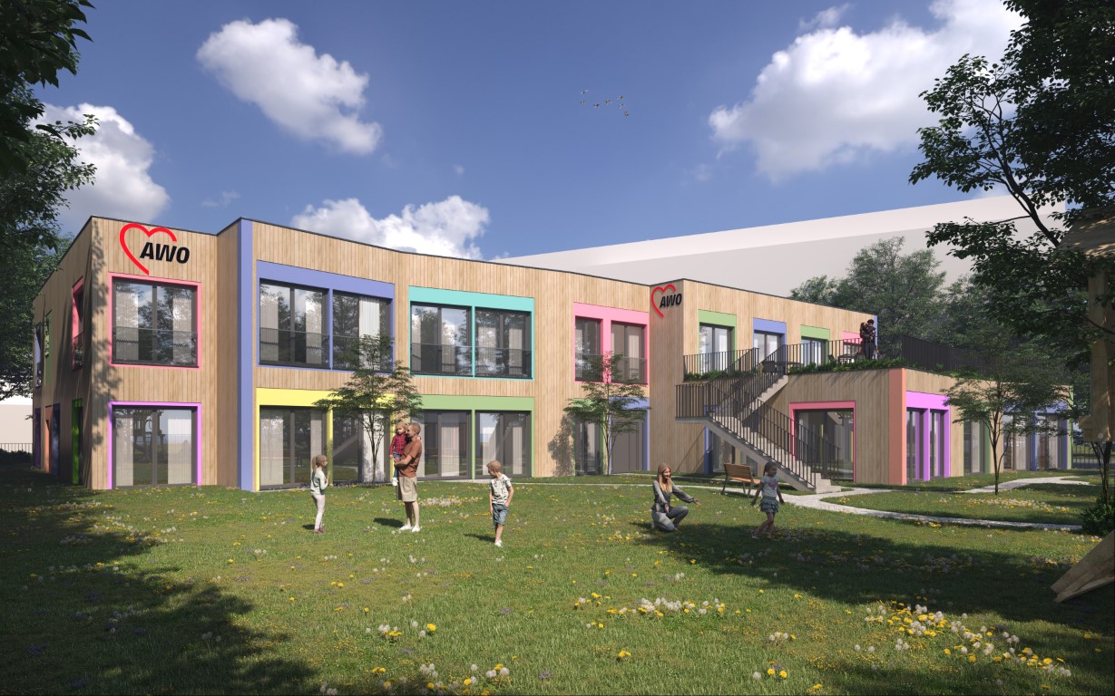 Planungskonzept für einen Kindergarten mit vier Gruppen und einer Waldgruppe in Obertshausen