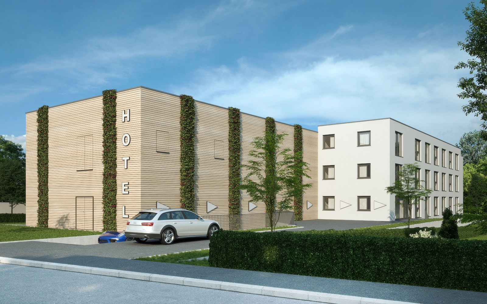 Neubau eines Beherbergungsbetriebes (Hotel) mit 89 Zimmern und Sozial- sowie Gemeinschaftsflächen inkl. Tiefgaragenstellplätzen im „Herzen von Europa“ in Frankfurt am Main-Nieder-Eschbach